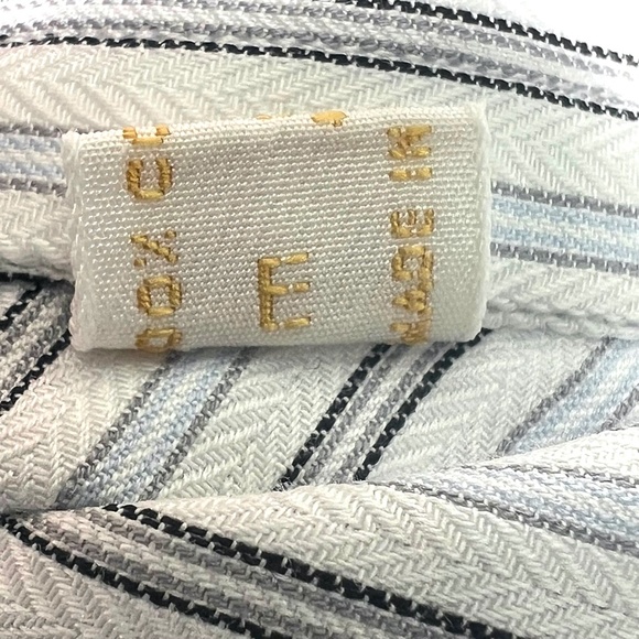 BRIONI WHITE WITH BLUE, BLACK & GRAY STRIPES DRESS SHIRT - Picture 9 of 11